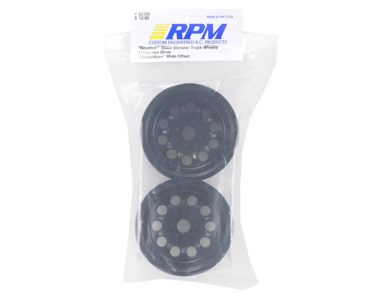 RPM "Revolver" Monster Truck Wheels (17mm Hex) (2) (StableMaxx) (Black)