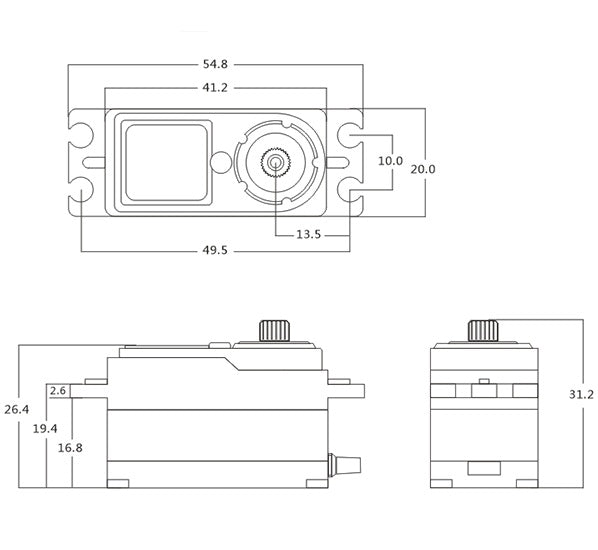 SRT CH6012 Low Profile HV Coreless Digital Servo, .06sec / 166.6oz @ 7.4V
