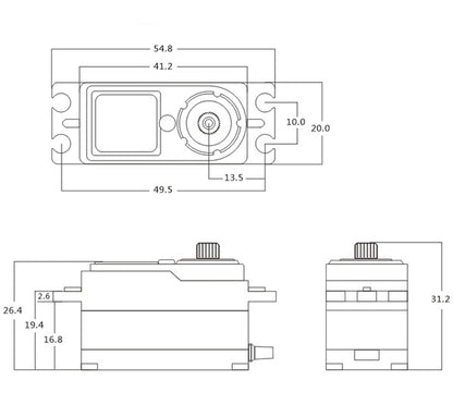 SRT CH6012 Low Profile HV Coreless Digital Servo, .06sec / 166.6oz @ 7.4V