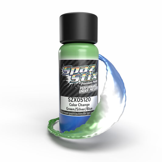 Spaz Stix Color Change Airbrush Paint, Green/Silver/Blue, 2oz Bottle