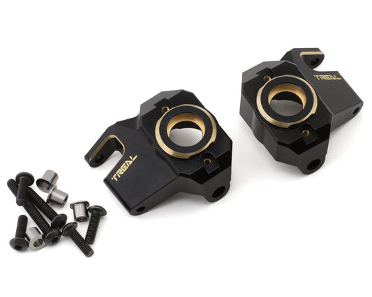 Treal Hobby Axial SCX10 III CNC Brass Front Steering Knuckles (Black) (2) (66g each))