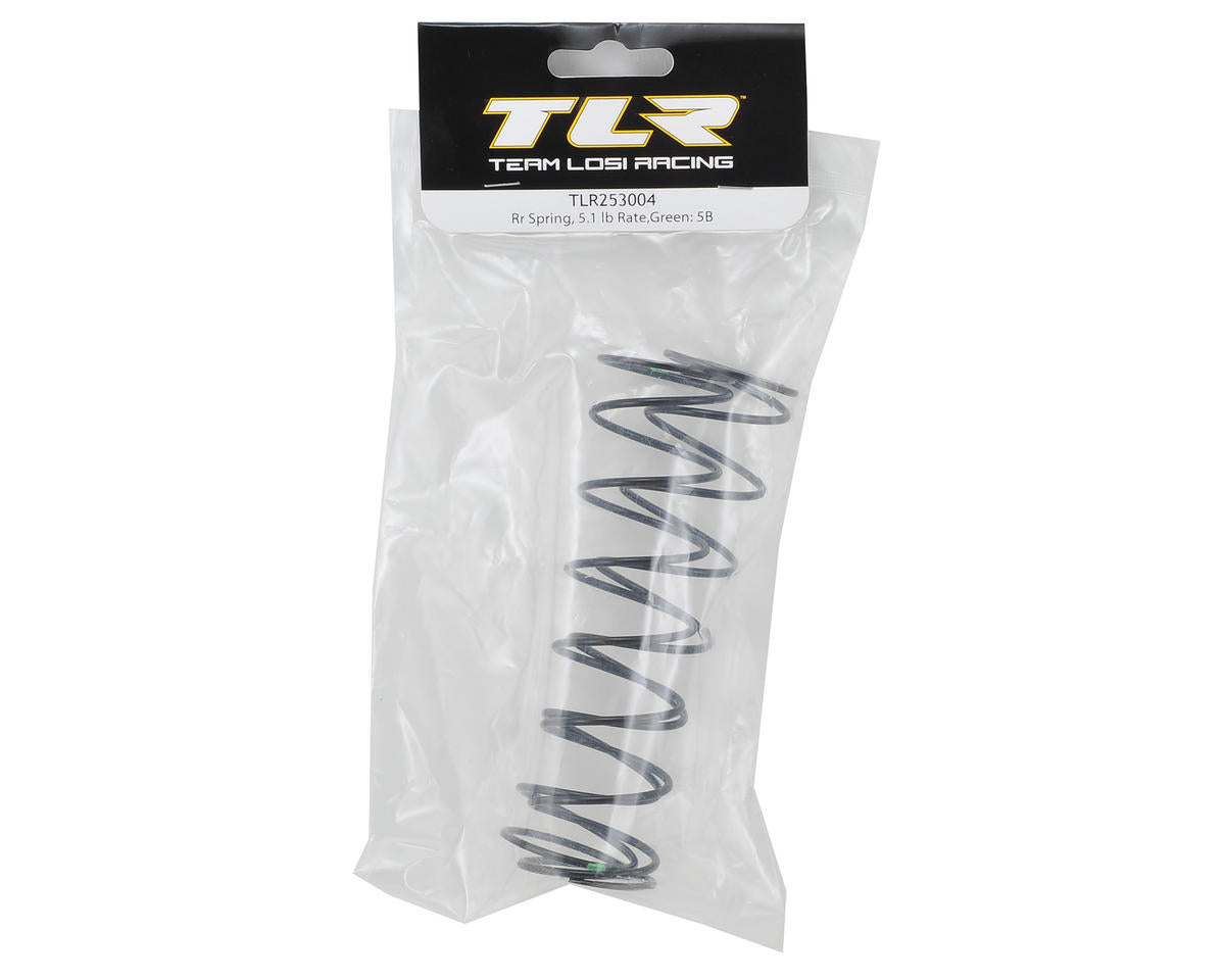 Team Losi Racing 5IVE-B Rear Shock Spring (2) (Green - 5.1 lb Rate)