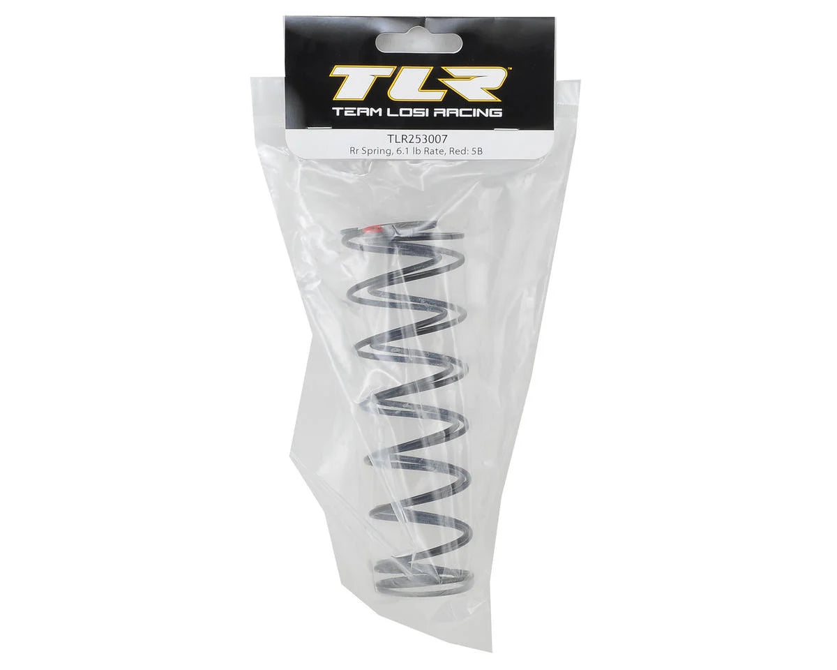 Team Losi Racing 5IVE-B Rear Shock Spring (2) (Red - 6.1 lb Rate)