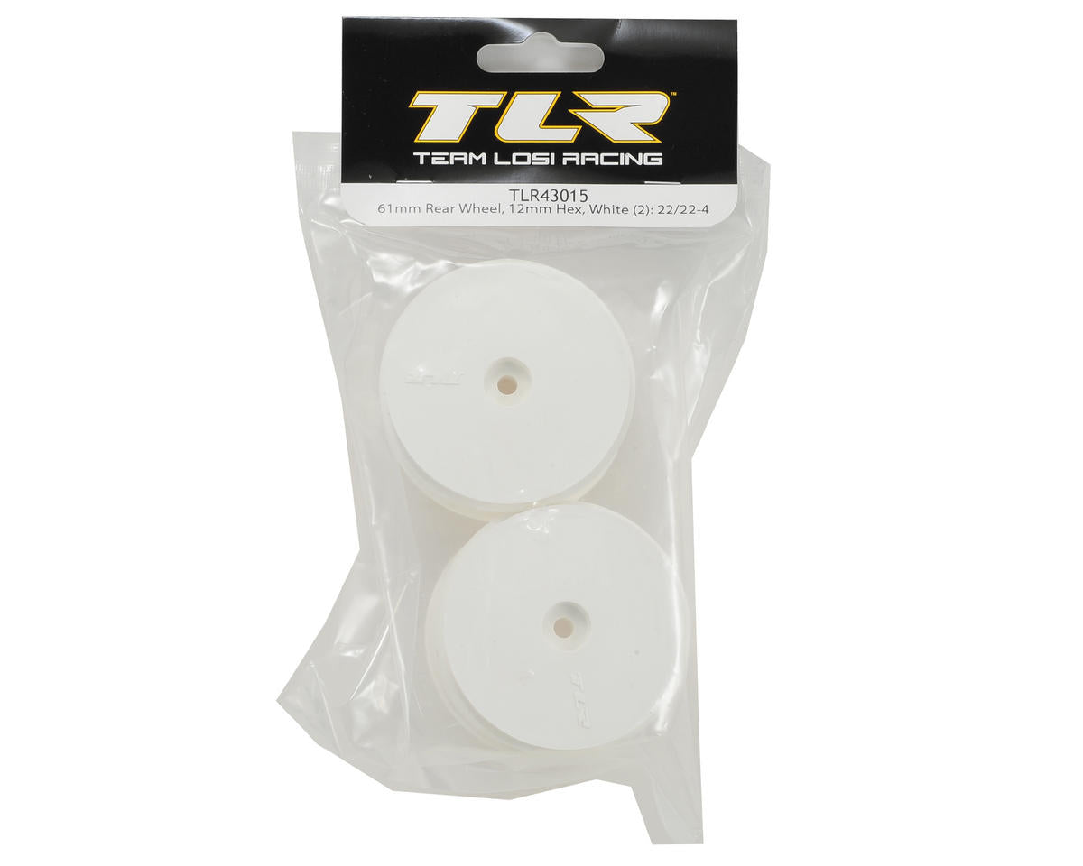 *CLEARANCE* Team Losi Racing 12mm Hex 61mm 1/10 Rear Buggy Wheels (White) (2)