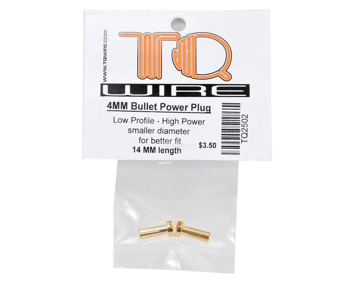 TQ Wire 4mm Low Profile Male Bullet Connectors (Gold) (14mm) (2)