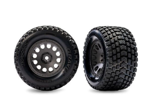 Traxxas Tires & Wheels, Mini XRT, Gray on Gravix Tire, Rear(2)