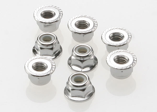 Traxxas 4mm Steel Flanged Serrated Nylon Locknut (8)