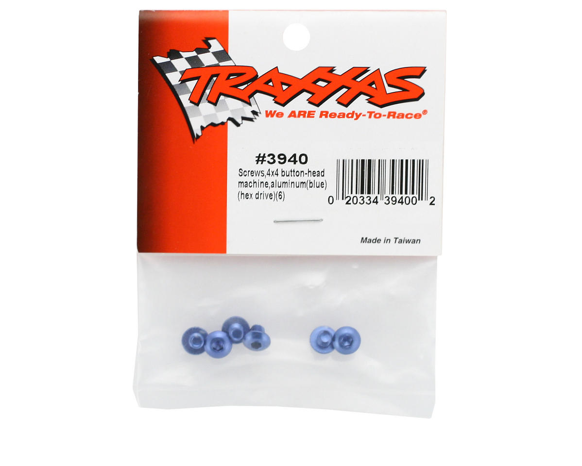 M4x4mm Button Head Screws (6) (Blue) Traxxas