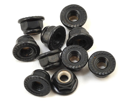 Traxxas Serrated Flanged Nylon Locking Nut (Black) (10)