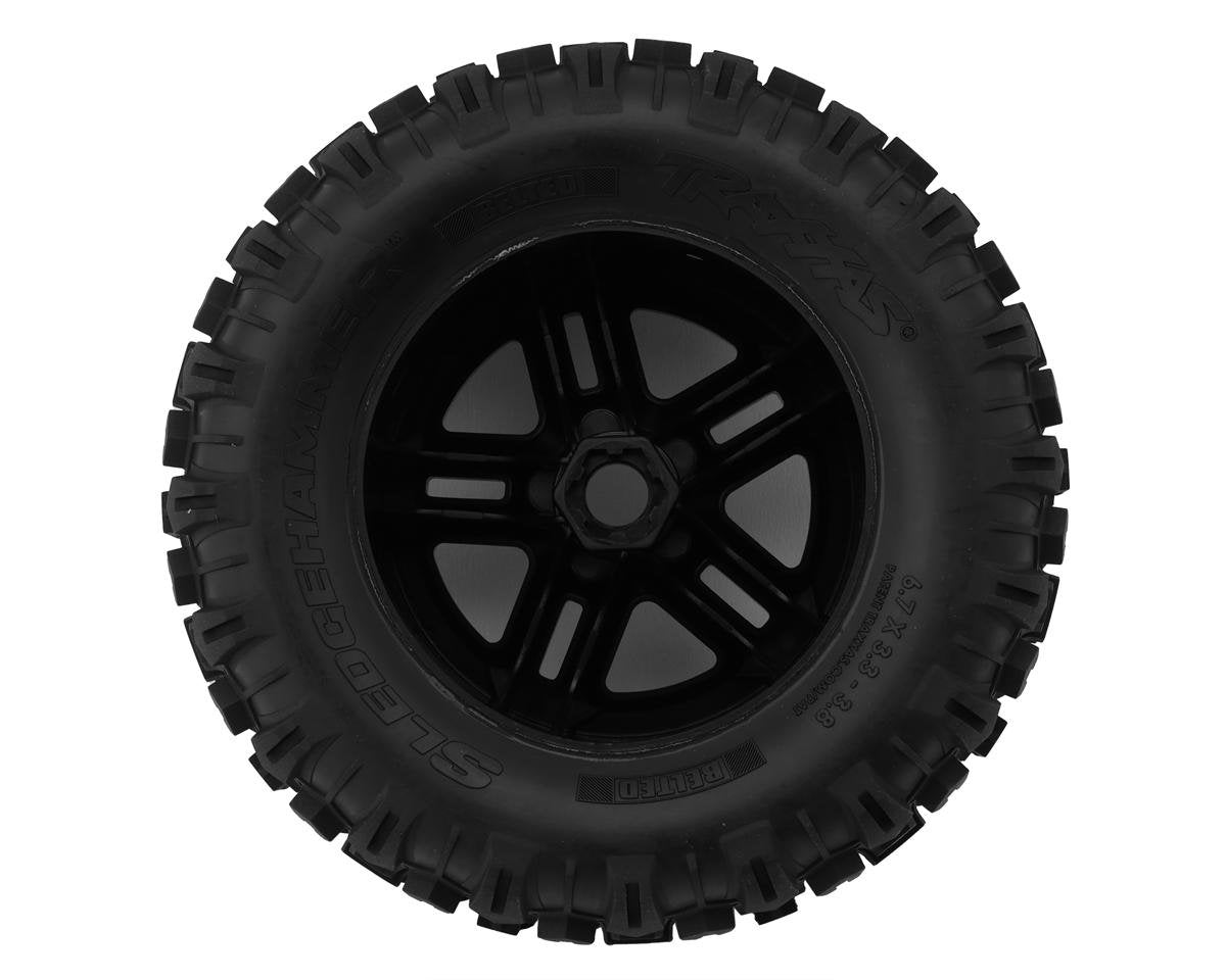Traxxas Sledgehammer Belted 3.8" Pre-Mounted Monster Truck Tires (Black Chrome) (2) w/17mm Splined Hex