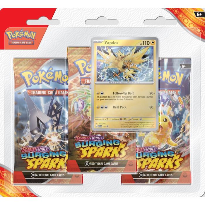 Pokemon SV8 Surging Sparks 3pk Blister